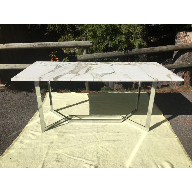 Vintage marble desk table by Paul Legeard - 1970s