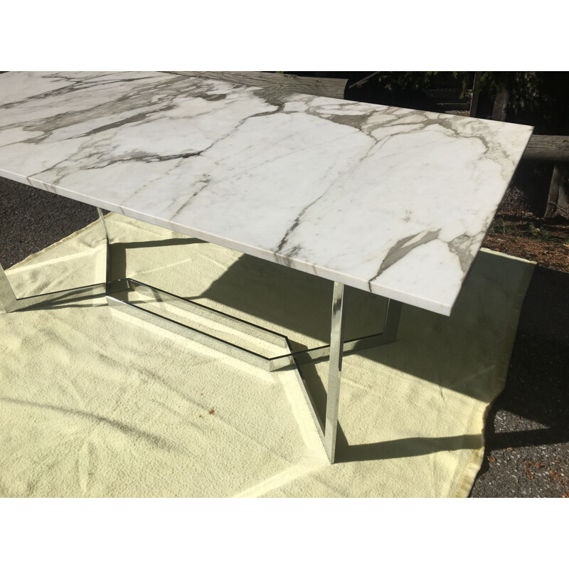 Vintage marble desk table by Paul Legeard - 1970s