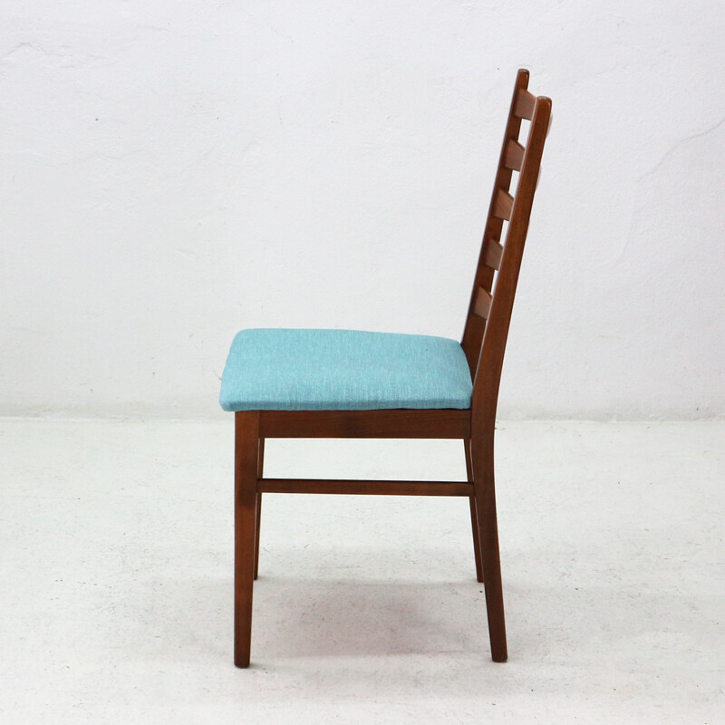 Set of 6 blue vintage dining chairs - 1950s