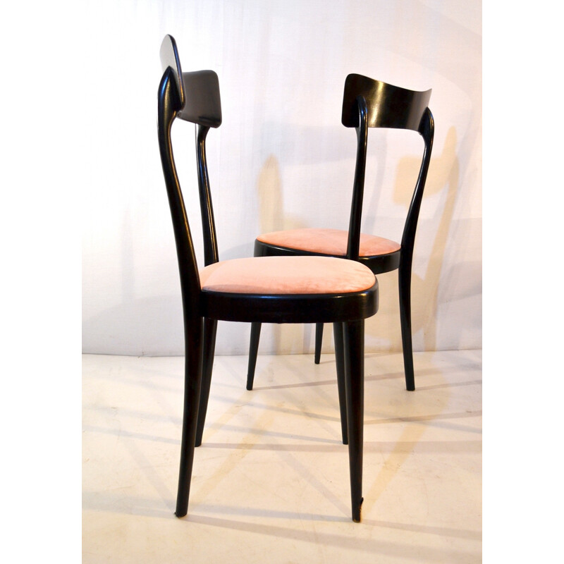 Set of 6 pink italian vintage dining chairs - 1950s