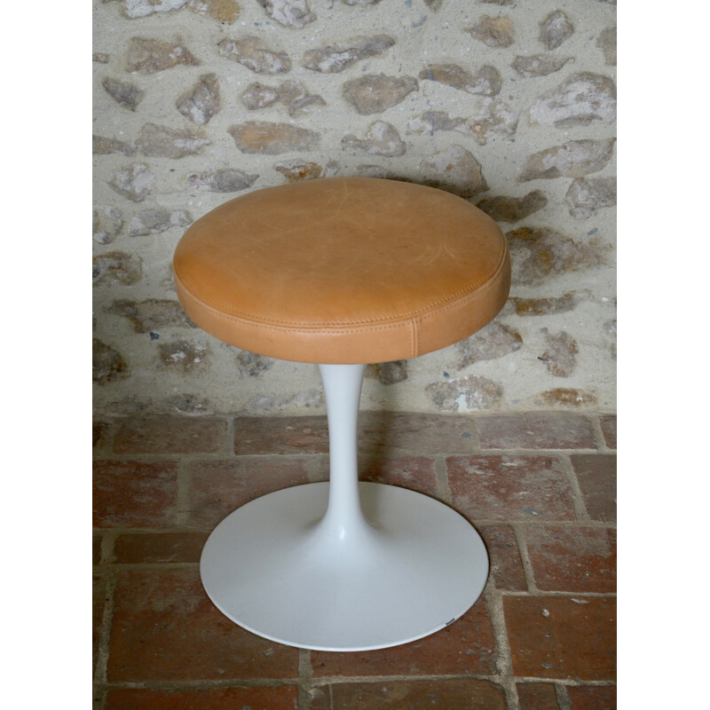 Vintage leather stool by Eero Saarinen Knoll - 1960s