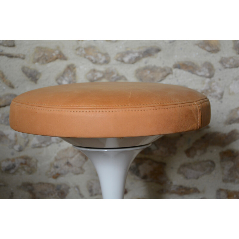 Vintage leather stool by Eero Saarinen Knoll - 1960s