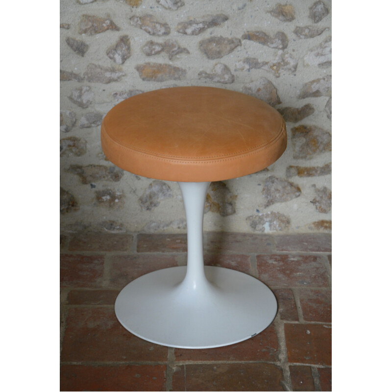 Vintage leather stool by Eero Saarinen Knoll - 1960s