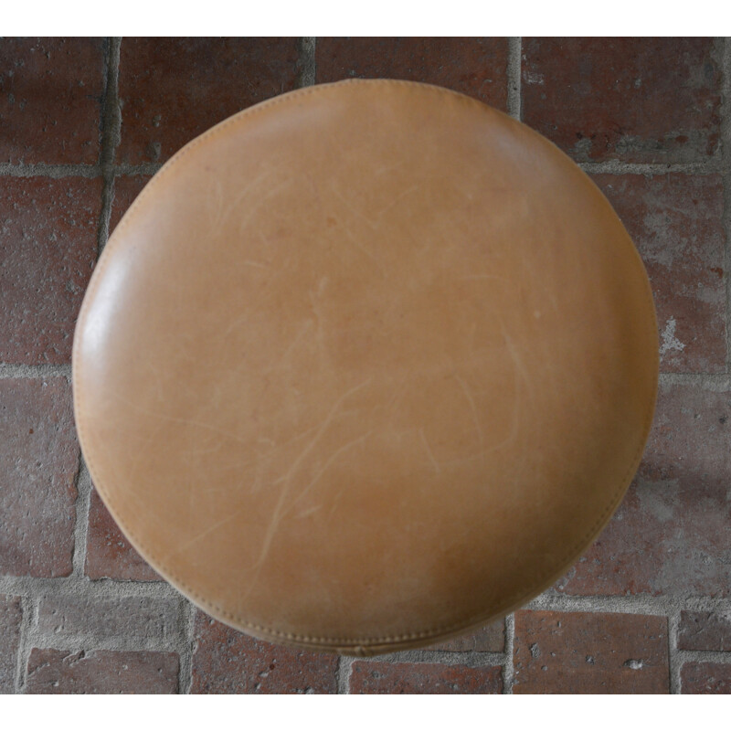 Vintage leather stool by Eero Saarinen Knoll - 1960s