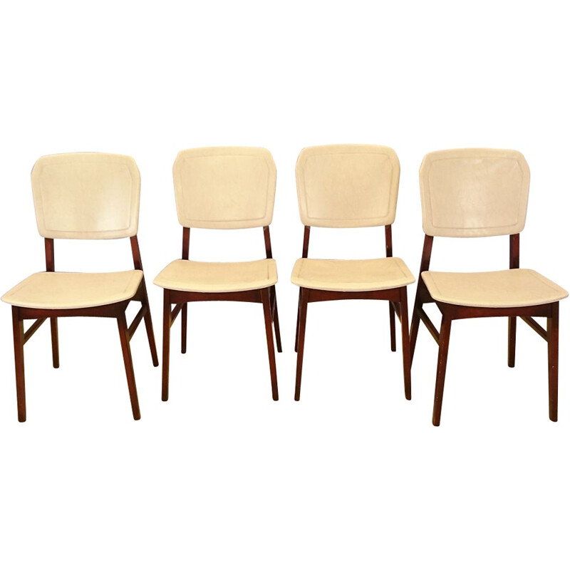 Set of 4 white vintage chairs - 1950s