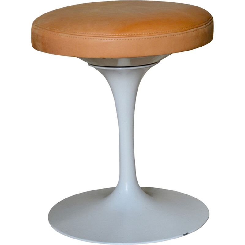 Vintage leather stool by Eero Saarinen Knoll - 1960s