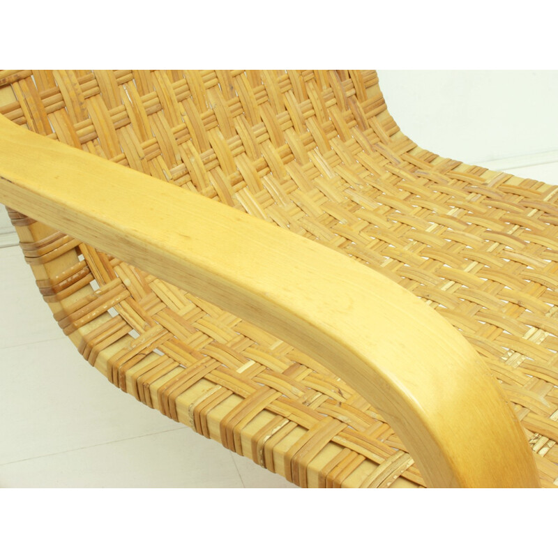 Finnish Birch & Cane Webbing Cantilever Armchair Model 406 by Alvar Aalto for Artek - 1960s