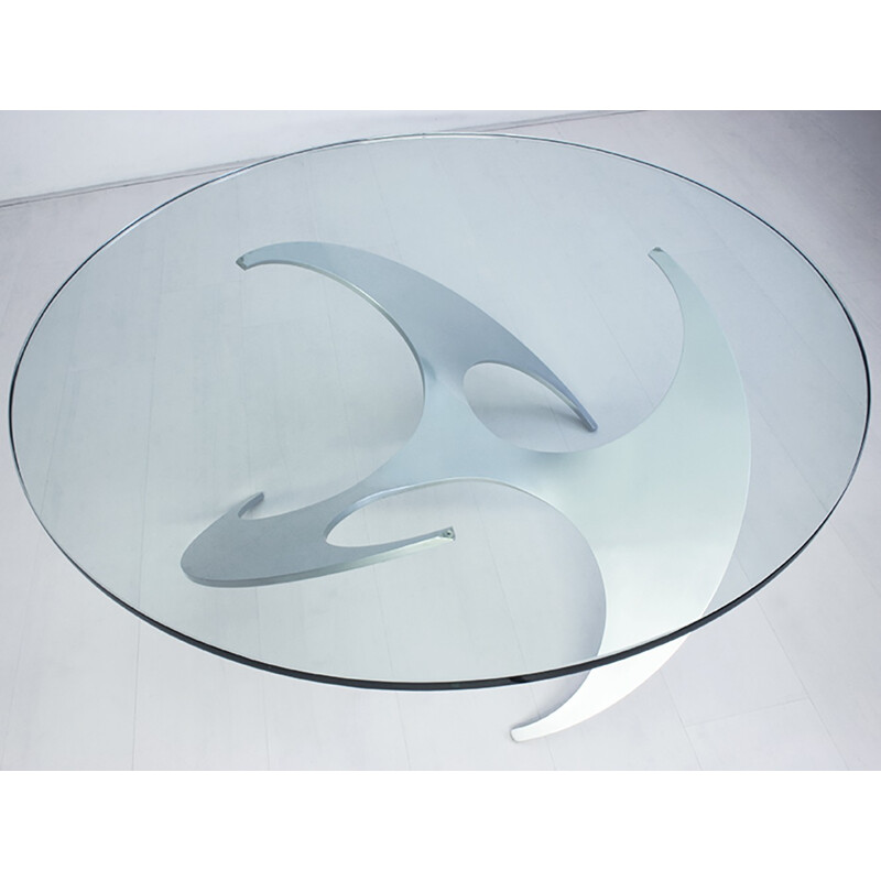 German "Propeller" round coffee table in glass by Knut Hesterberg for Ronald Schmitt & Co - 1960s