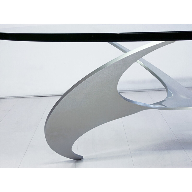 German "Propeller" round coffee table in glass by Knut Hesterberg for Ronald Schmitt & Co - 1960s