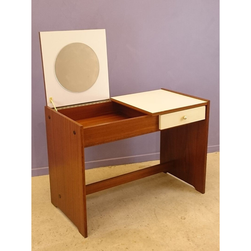 Vintage lady dressing table desk in rosewood and formica - 1960s