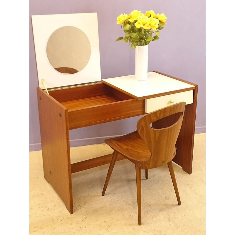 Vintage lady dressing table desk in rosewood and formica - 1960s