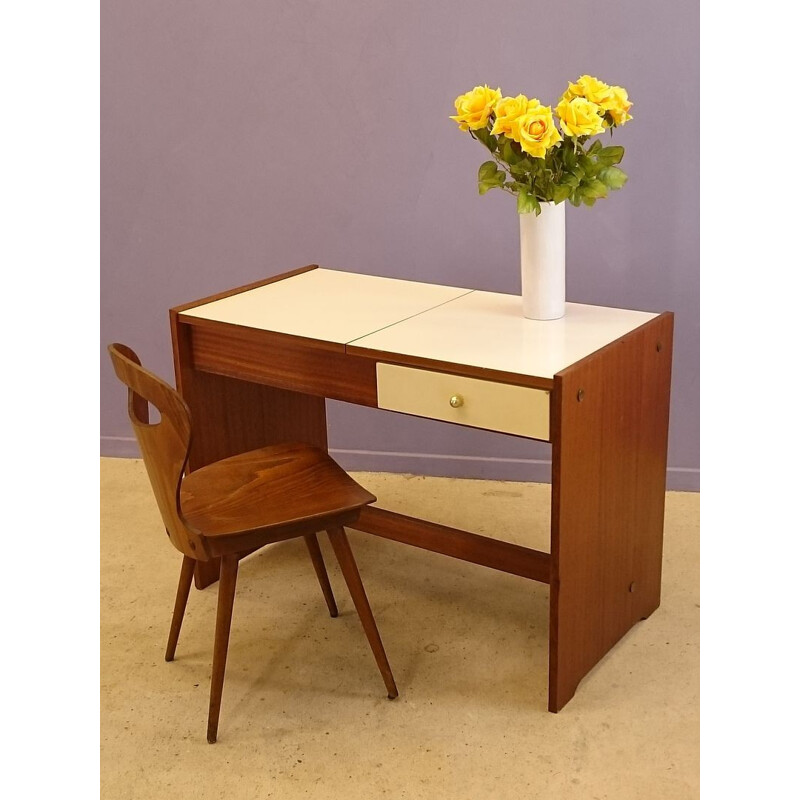 Vintage lady dressing table desk in rosewood and formica - 1960s