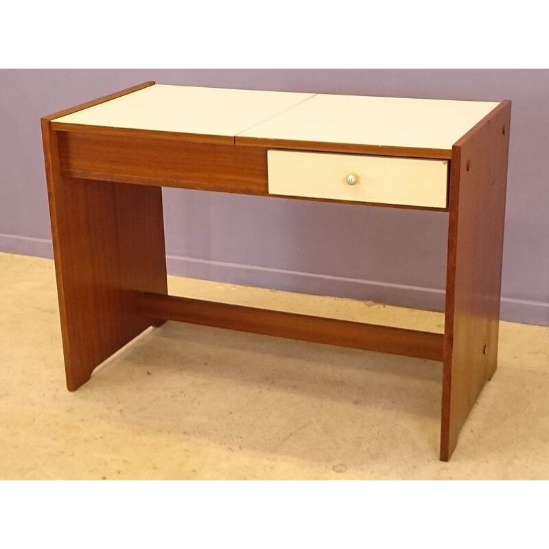 Vintage lady dressing table desk in rosewood and formica - 1960s