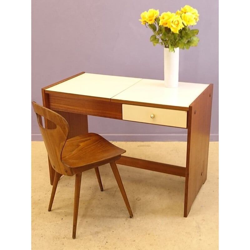 Vintage lady dressing table desk in rosewood and formica - 1960s