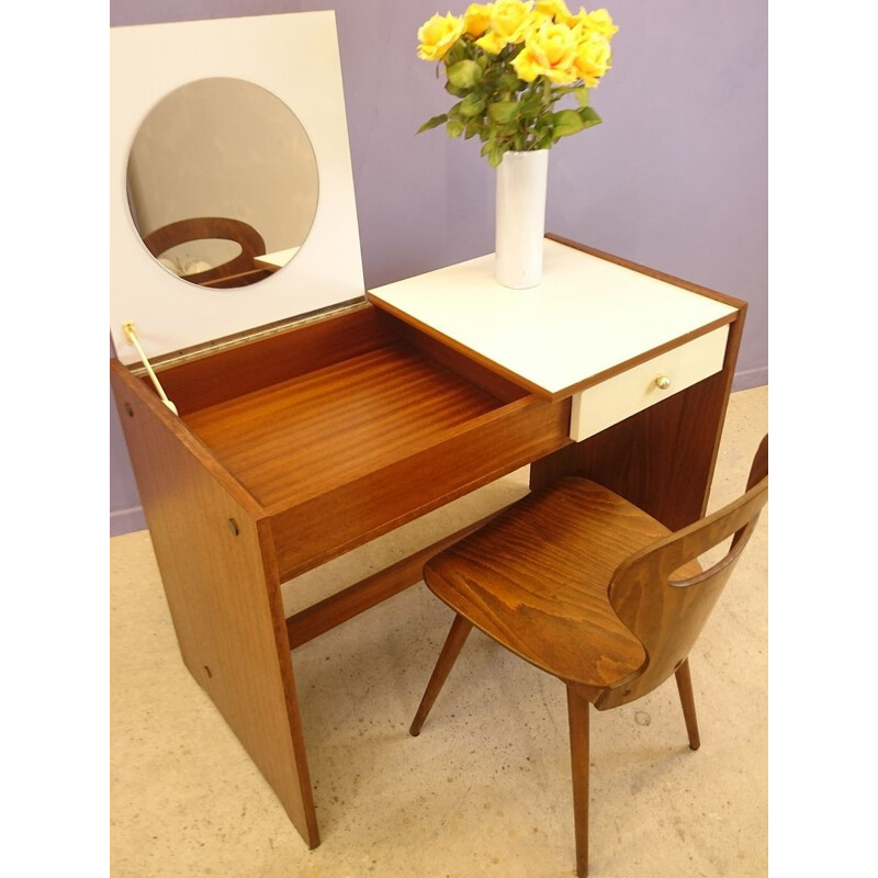 Vintage lady dressing table desk in rosewood and formica - 1960s