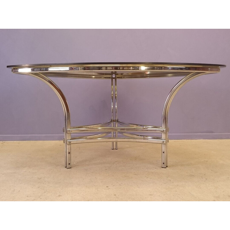 Table à repas en verre et métal design - 1970 