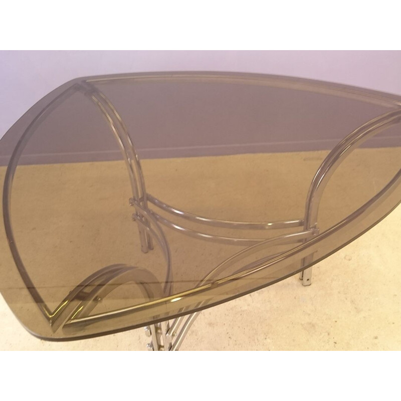 Dining table in glass and metal design - 1970s