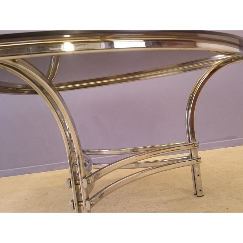 Table à repas en verre et métal design - 1970 