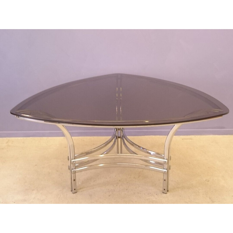 Dining table in glass and metal design - 1970s