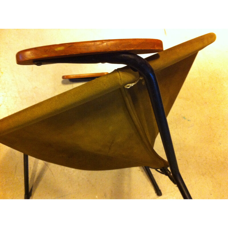 Pair of "Balloon" armchair in suede and metal, Hans OLSEN - 1950s