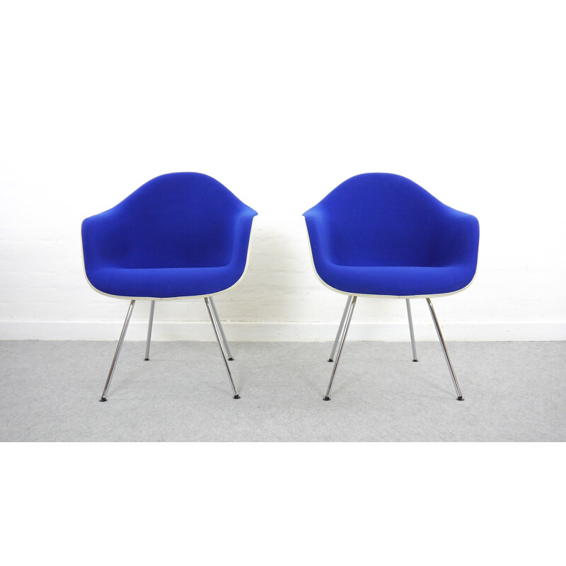 Pair of blue Armchairs DAX by Eames for Herman Miller - 1960s