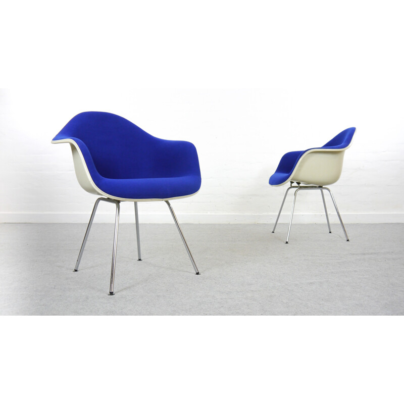 Pair of blue Armchairs DAX by Eames for Herman Miller - 1960s