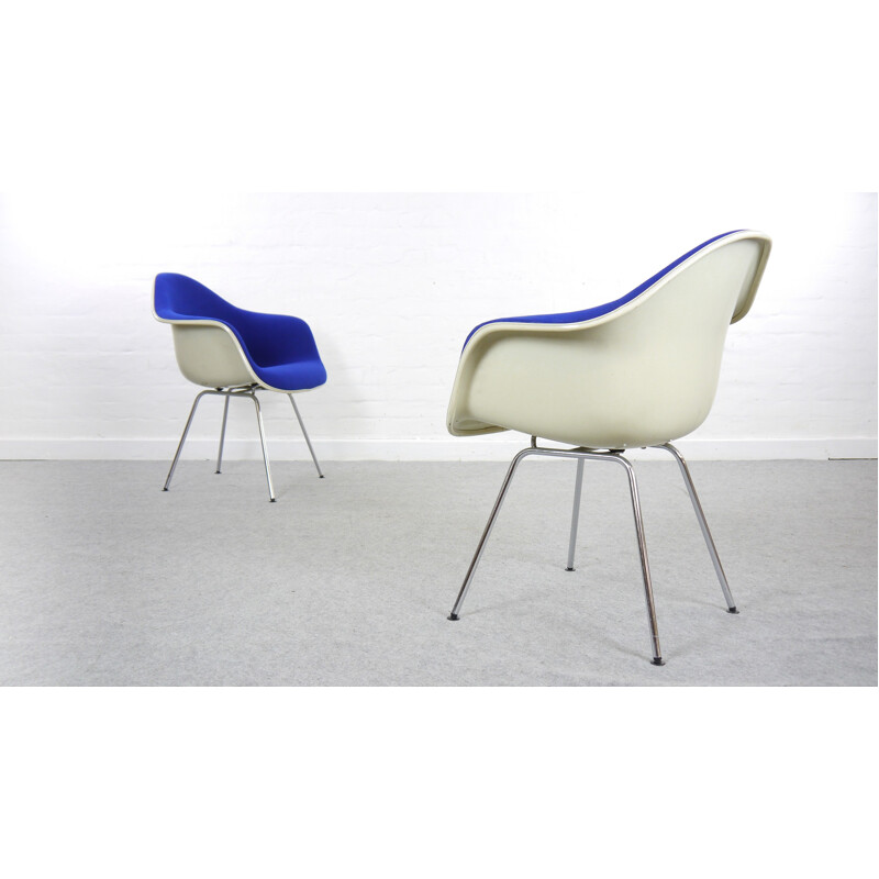Pair of blue Armchairs DAX by Eames for Herman Miller - 1960s