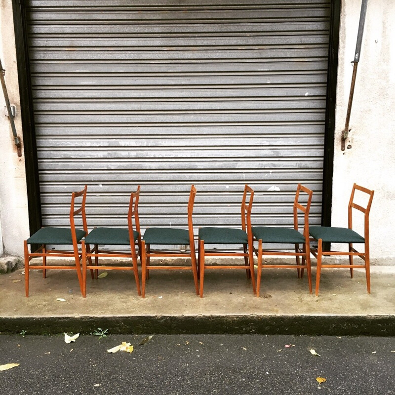 Set of 6 "Super Leggera" chairs by Gio Ponti - 1950s