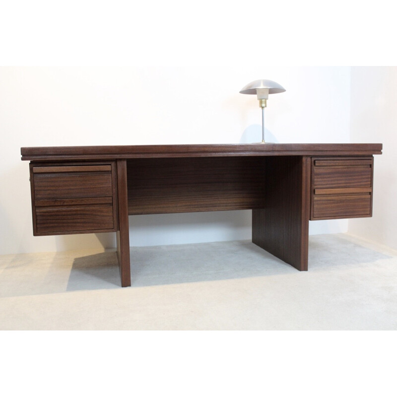 Vintage Dutch Rosewood Executive Desk - 1960s