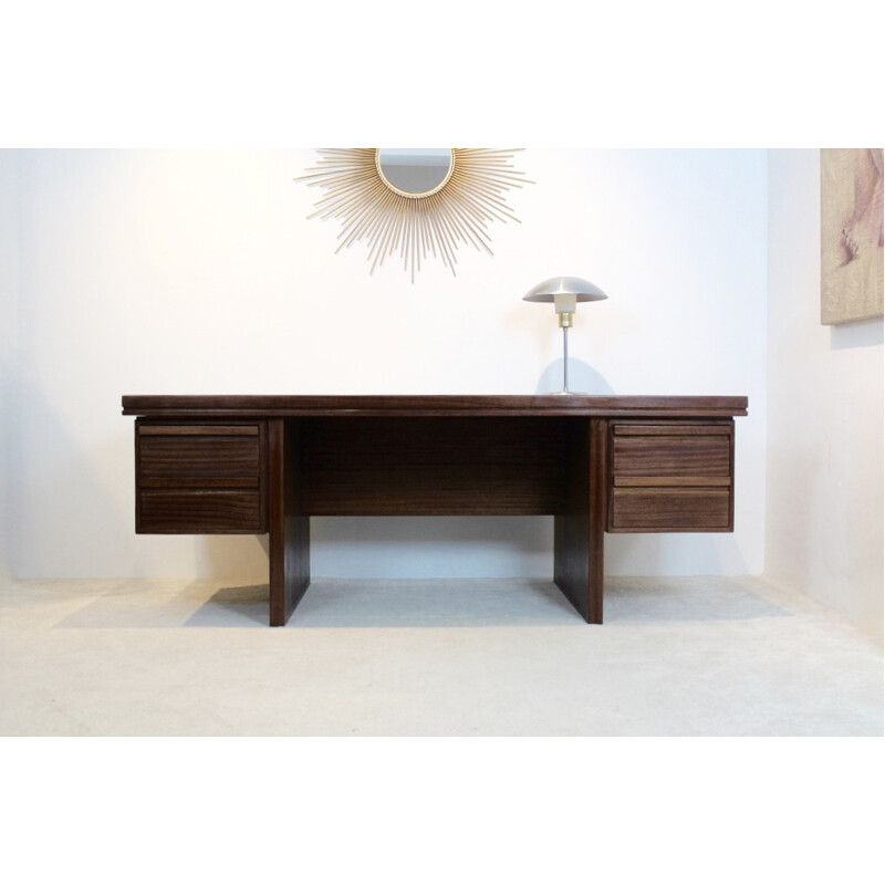 Vintage Dutch Rosewood Executive Desk - 1960s