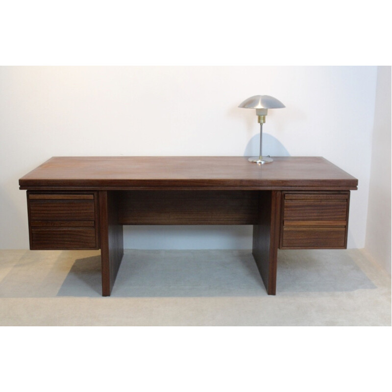 Vintage Dutch Rosewood Executive Desk - 1960s