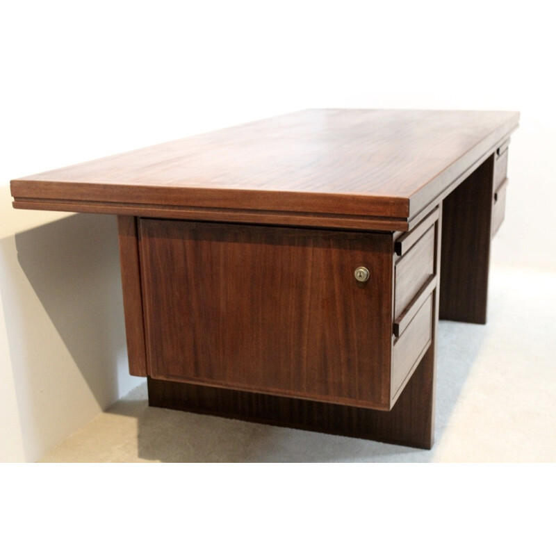 Vintage Dutch Rosewood Executive Desk - 1960s