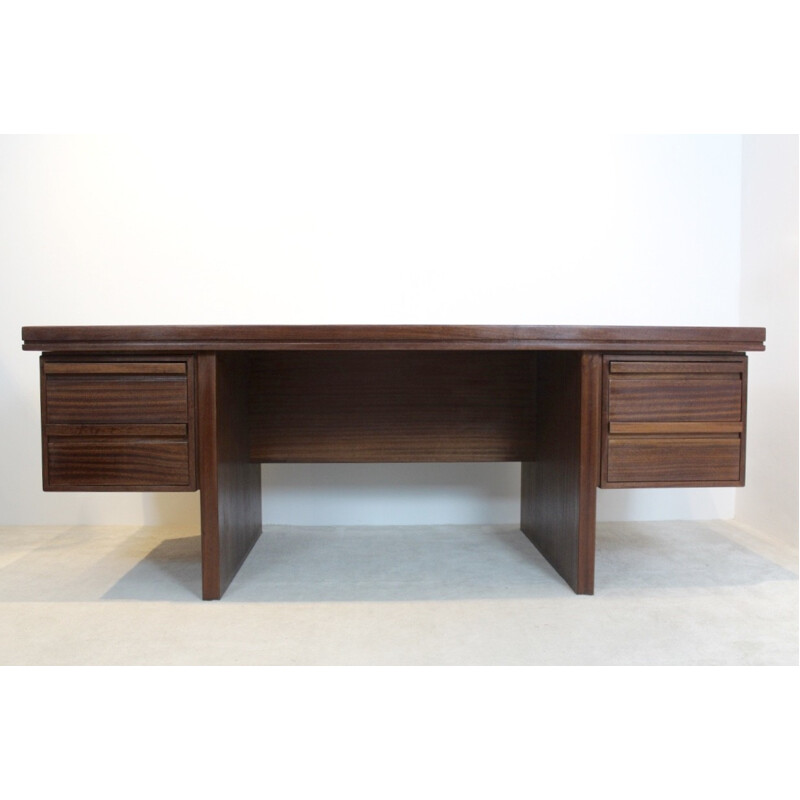 Vintage Dutch Rosewood Executive Desk - 1960s