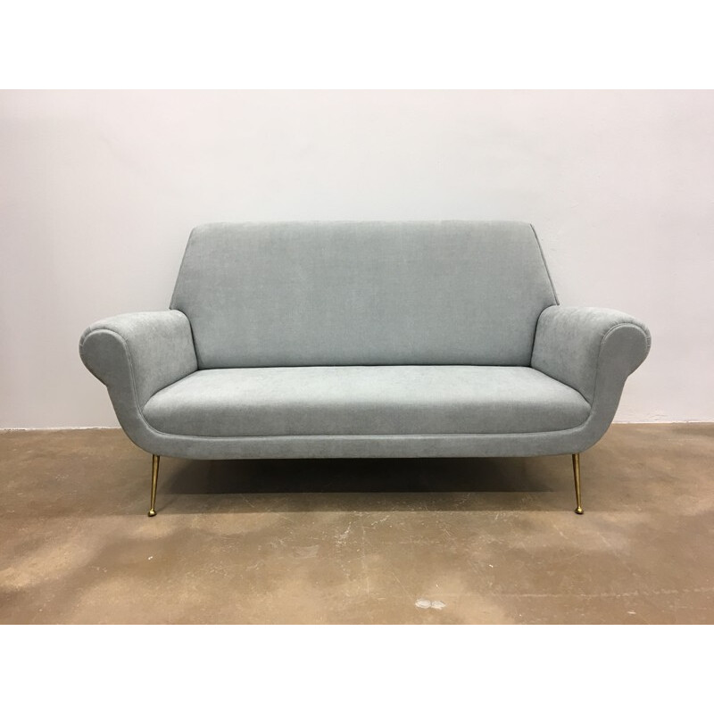 Reupholstered Grey Italian Mid-Century Sofa by Gigi Radice for Minotti - 1950s