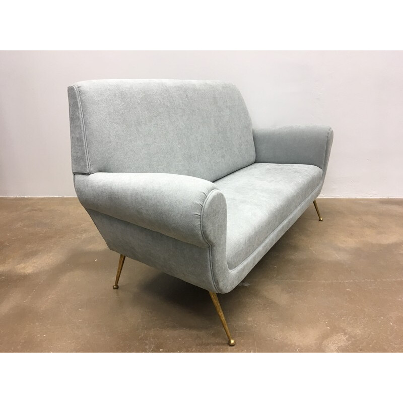 Reupholstered Grey Italian Mid-Century Sofa by Gigi Radice for Minotti - 1950s