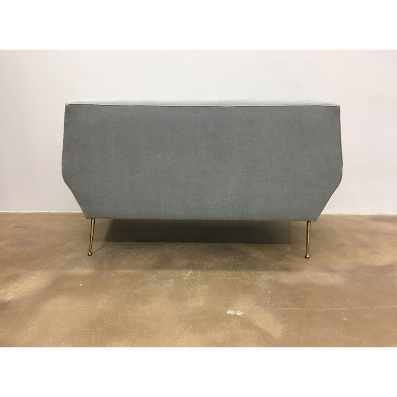 Reupholstered Grey Italian Mid-Century Sofa by Gigi Radice for Minotti - 1950s