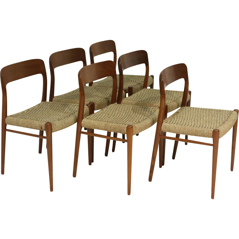 Suite de 6 Chaises à repas vintage par Niels O. Møller - 1950