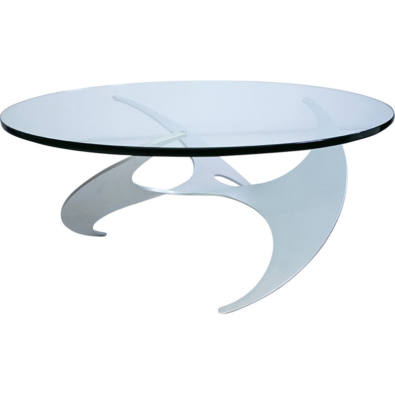 German "Propeller" round coffee table in glass by Knut Hesterberg for Ronald Schmitt & Co - 1960s