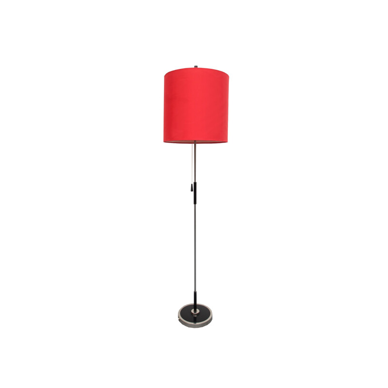 Red floorlamp in chromed metal - 1960s