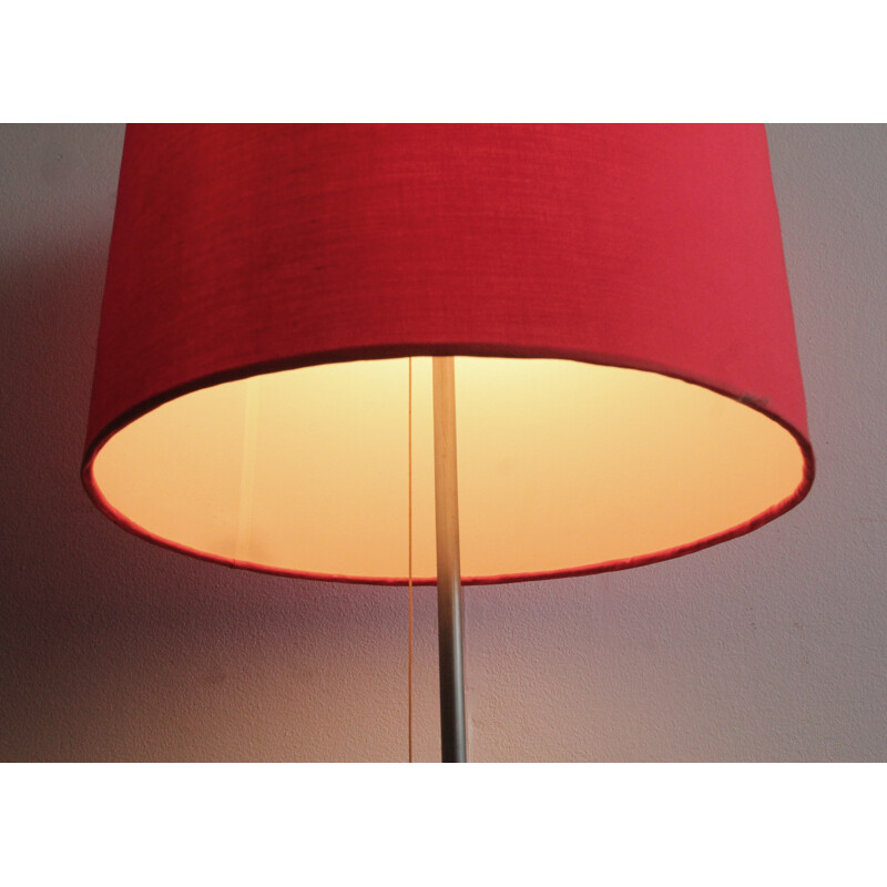 Lampadaire rouge en métal chromé - 1960