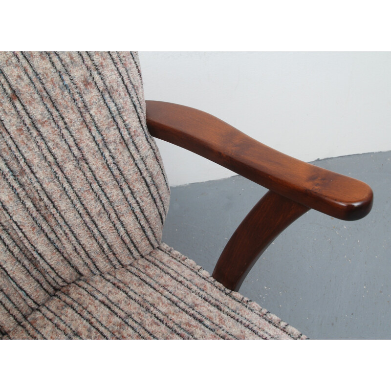 Vintage cocktail armchair in authentic grey-beige fabric, 1950