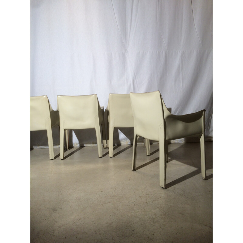 4 armchairs by Mario Bellini Cab 414 White for Cassina - 1970s