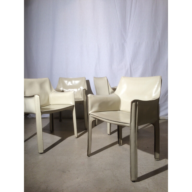 4 armchairs by Mario Bellini Cab 414 White for Cassina - 1970s