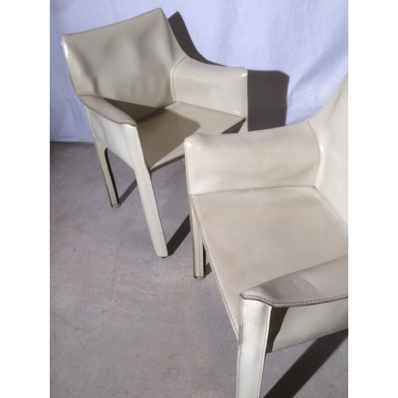 4 armchairs by Mario Bellini Cab 414 White for Cassina - 1970s