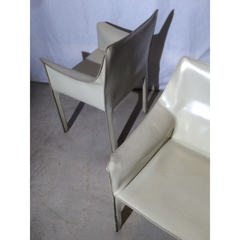 4 fauteuils Mario Bellini Cab 414 Blanc pour Cassina - 1970