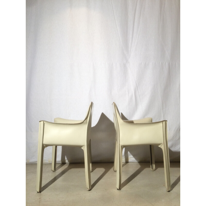 4 armchairs by Mario Bellini Cab 414 White for Cassina - 1970s