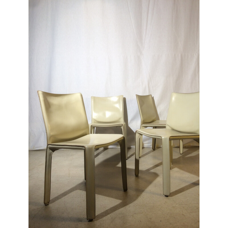 4 chairs by Mario Bellini Cab 412 white for Cassina - 1970s