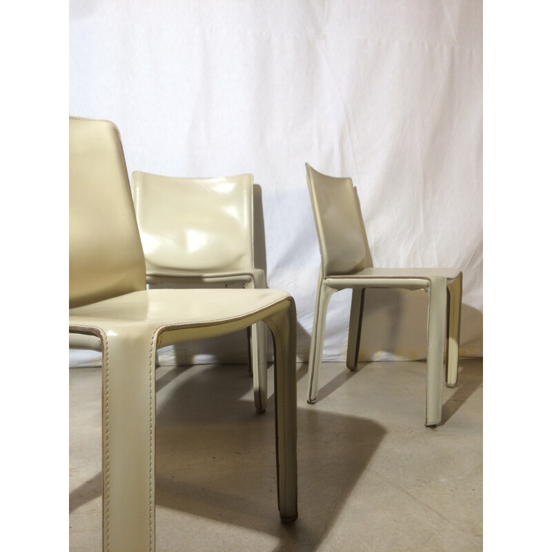 4 chaises de Mario Bellini Cab 412 blanc pour Cassina - 1970