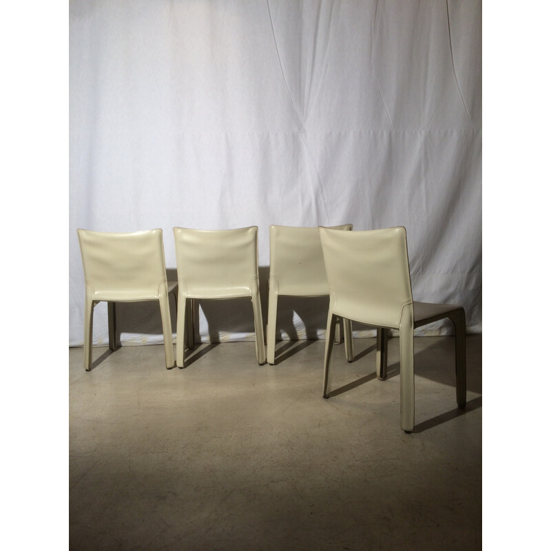 4 chaises de Mario Bellini Cab 412 blanc pour Cassina - 1970