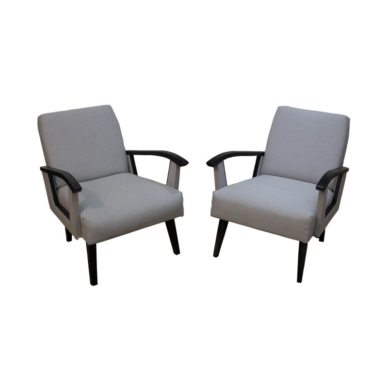 Pair of vintage wooden armchairs, Belgium 1960